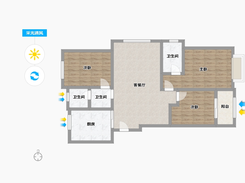 山东省-德州市-阳光一品-104.80-户型库-采光通风