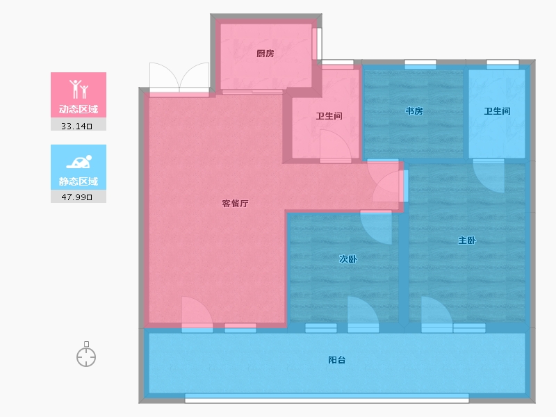 河北省-邢台市-美的公园天下-82.40-户型库-动静分区