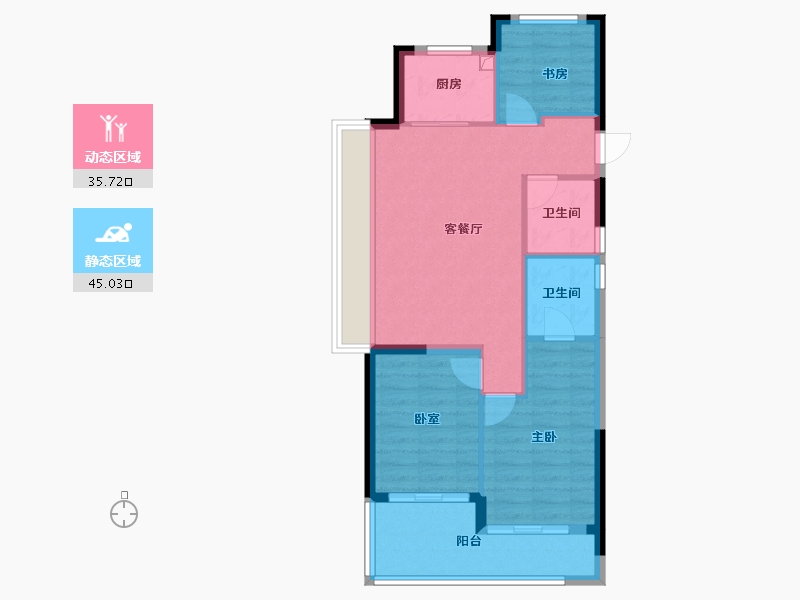 浙江省-杭州市-杰立潮正府-72.76-户型库-动静分区