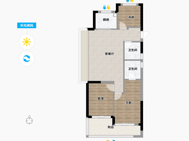 浙江省-杭州市-杰立潮正府-72.76-户型库-采光通风