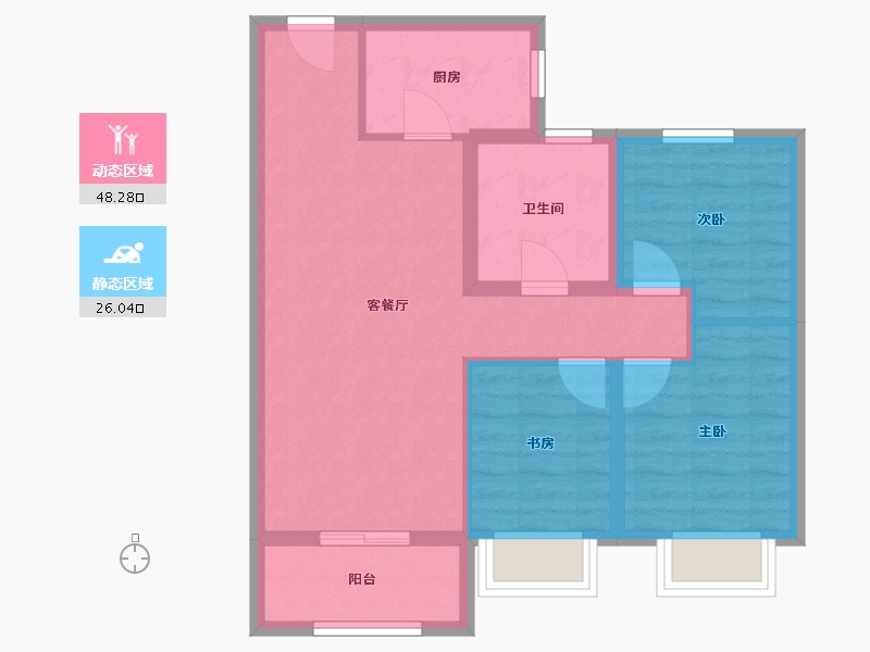 山东省-济南市-市中望岳城-65.77-户型库-动静分区