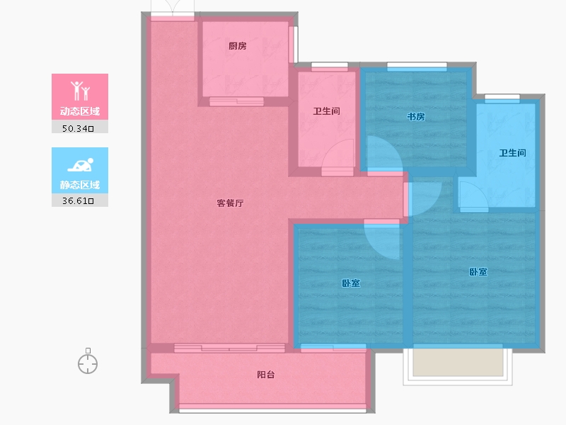 陕西省-西安市-富惠∙鹿鸣湾-77.07-户型库-动静分区