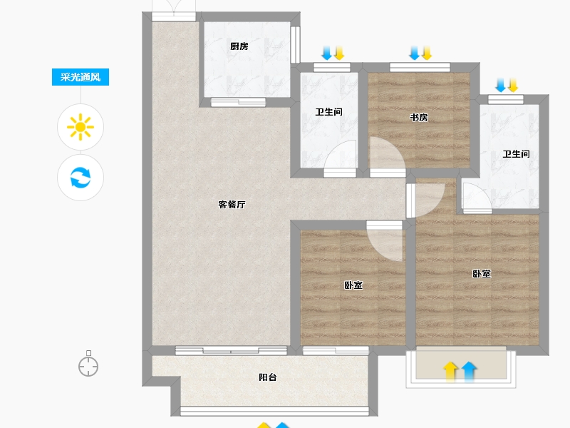 陕西省-西安市-富惠∙鹿鸣湾-77.07-户型库-采光通风