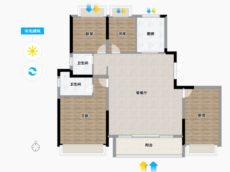 江苏省-苏州市-中建御璟峯-127.50-户型库-采光通风