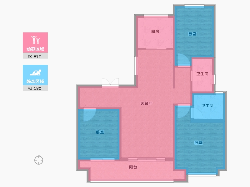 陕西省-西安市-富惠∙鹿鸣湾-92.39-户型库-动静分区