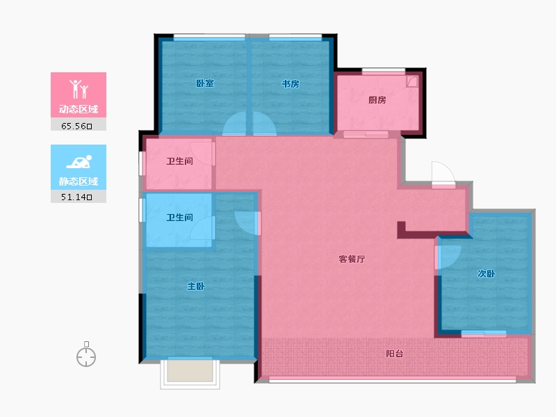 浙江省-嘉兴市-绿城·锦玉园-105.25-户型库-动静分区