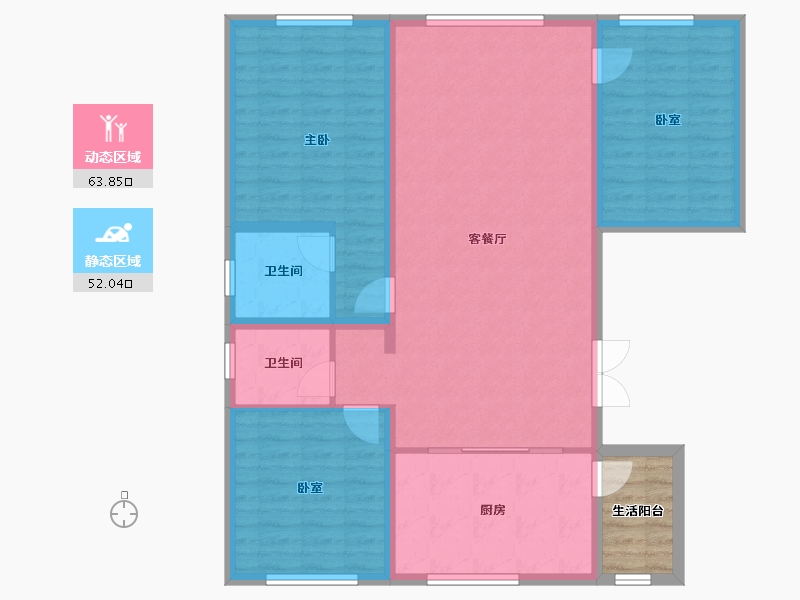 新疆维吾尔自治区-乌鲁木齐市-中建·玖悦-109.59-户型库-动静分区