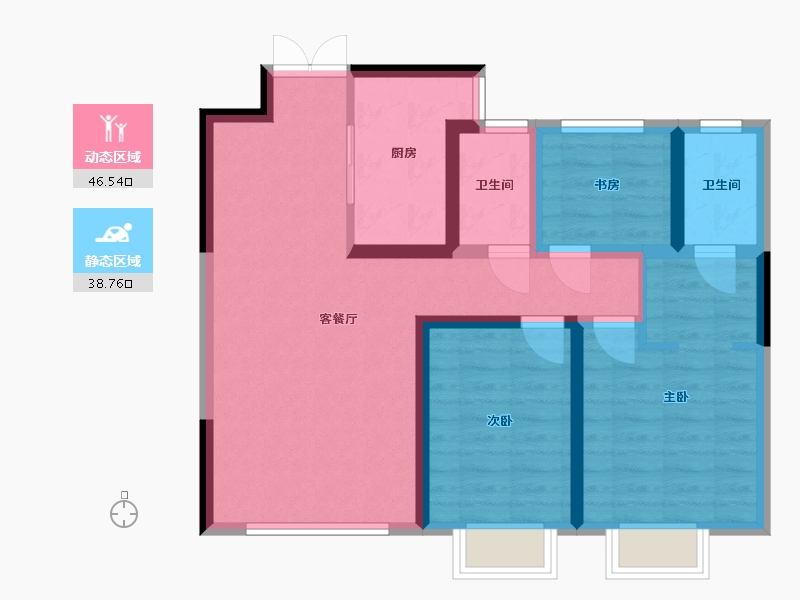 内蒙古自治区-呼和浩特市-万枫美利山-85.00-户型库-动静分区