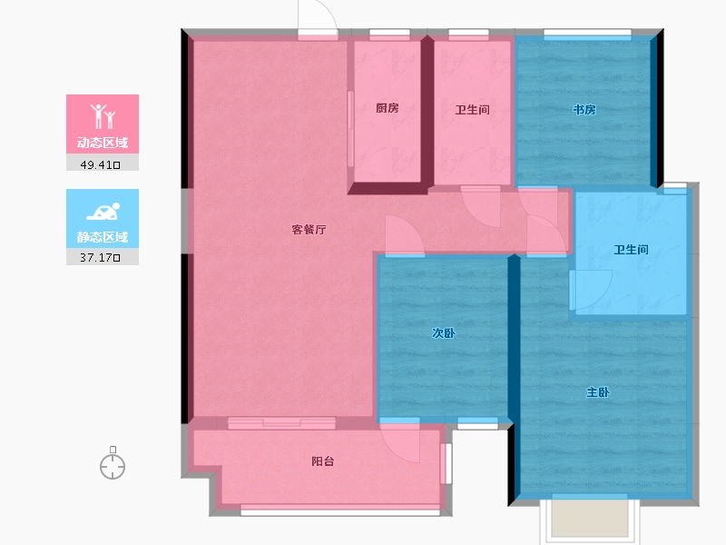 江西省-赣州市-东投檀悦府-85.32-户型库-动静分区