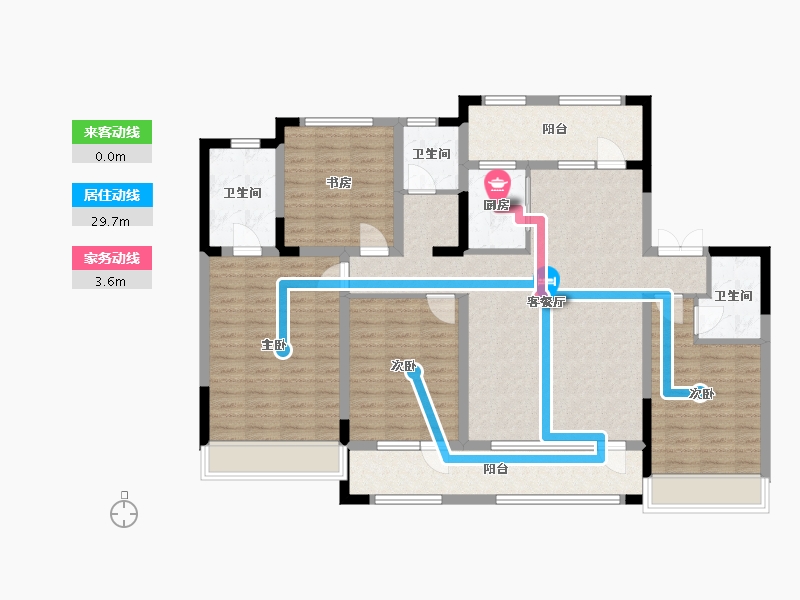 吉林省-吉林市-路弘滨江华府-129.60-户型库-动静线