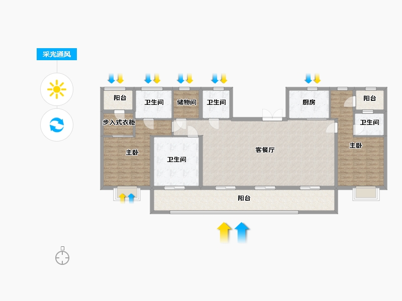 浙江省-绍兴市-港龙铂樾府-150.40-户型库-采光通风