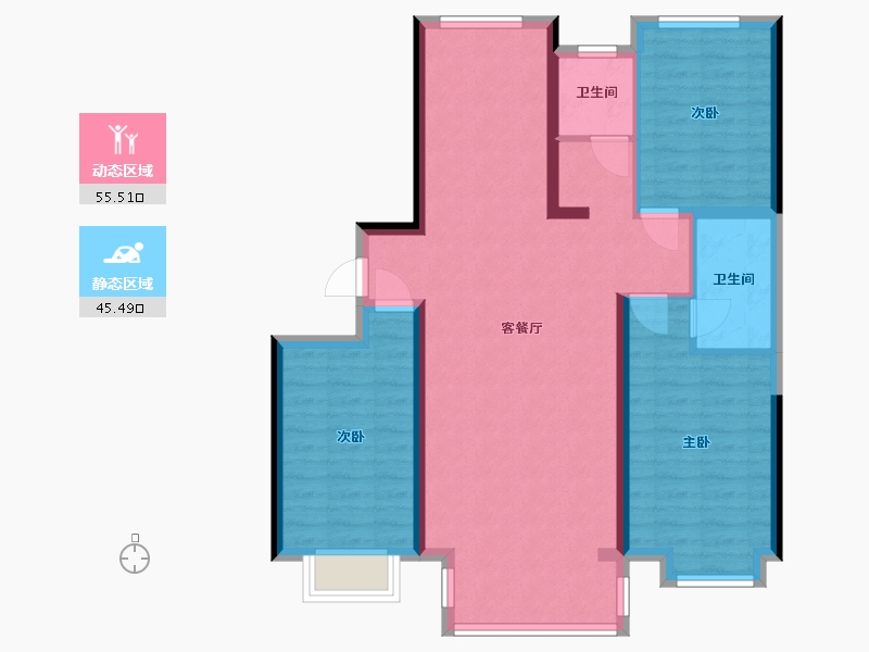 河北省-唐山市-澜轩居-100.91-户型库-动静分区