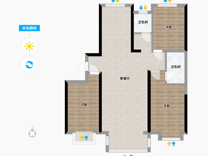 河北省-唐山市-澜轩居-100.91-户型库-采光通风