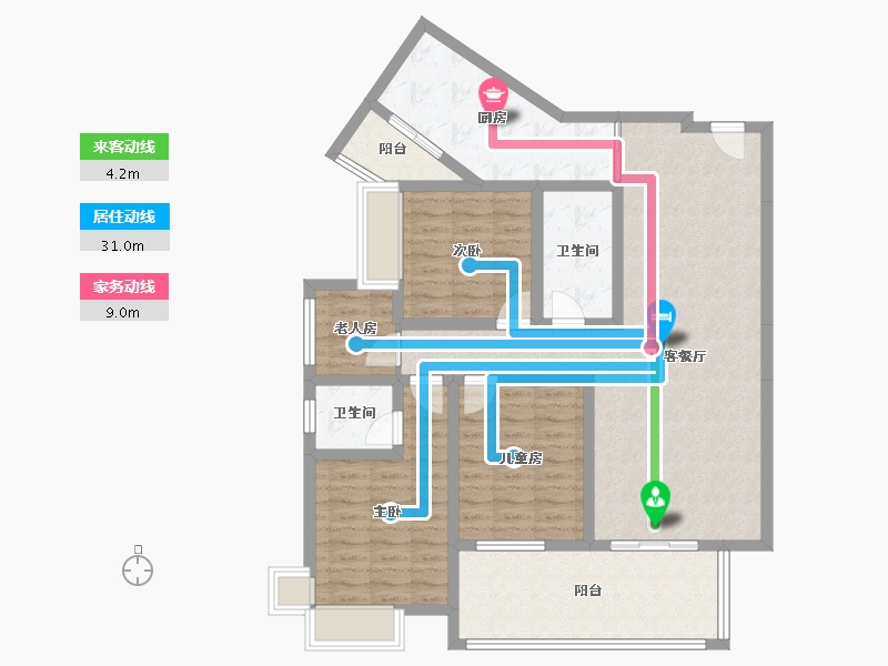 重庆-重庆市-学府水岸-96.00-户型库-动静线