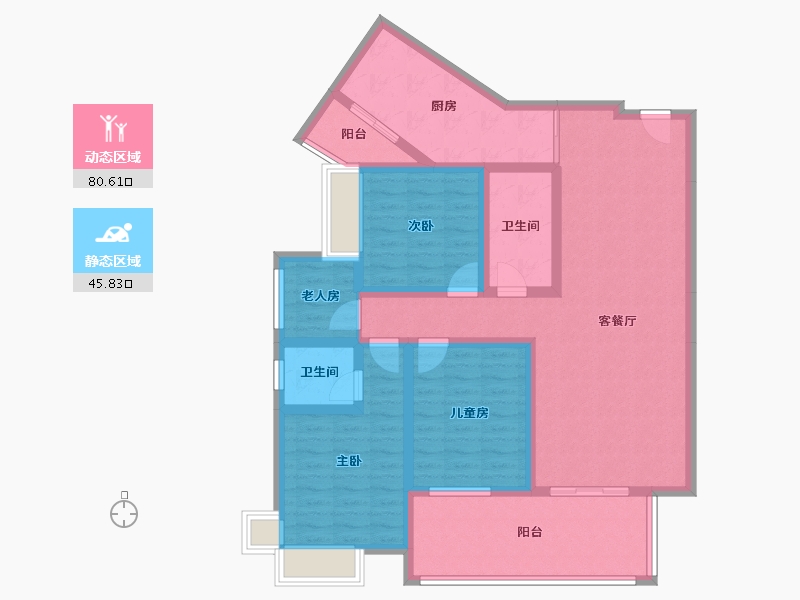 重庆-重庆市-学府水岸-96.00-户型库-动静分区