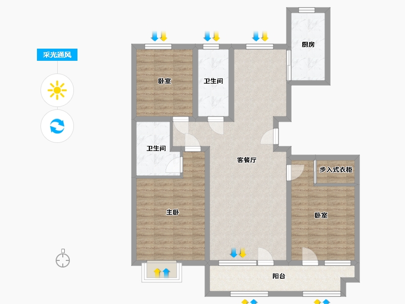 山东省-青岛市-万福祥苑-103.20-户型库-采光通风