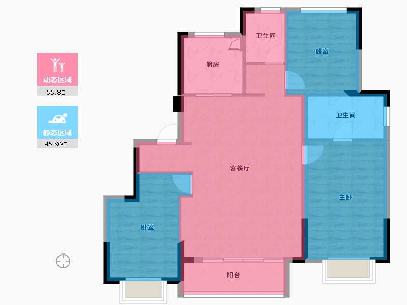 浙江省-金华市-商城大陈印象-92.00-户型库-动静分区