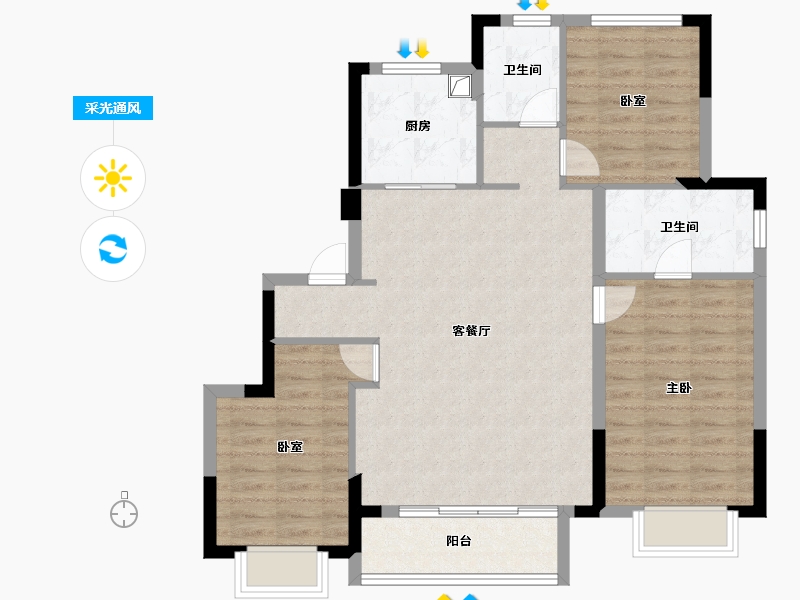 浙江省-金华市-商城大陈印象-92.00-户型库-采光通风