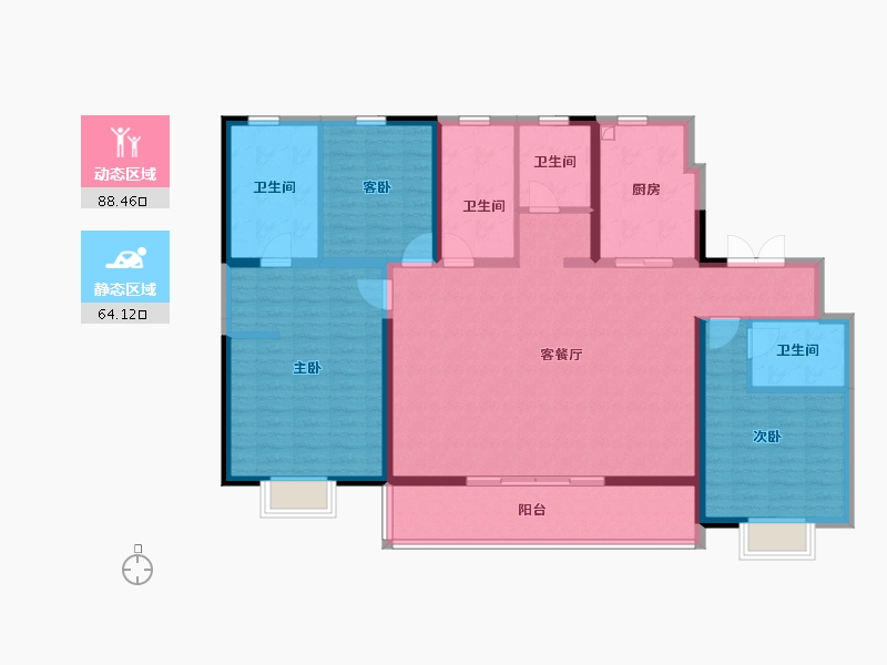 重庆-重庆市-港埠三区-137.61-户型库-动静分区