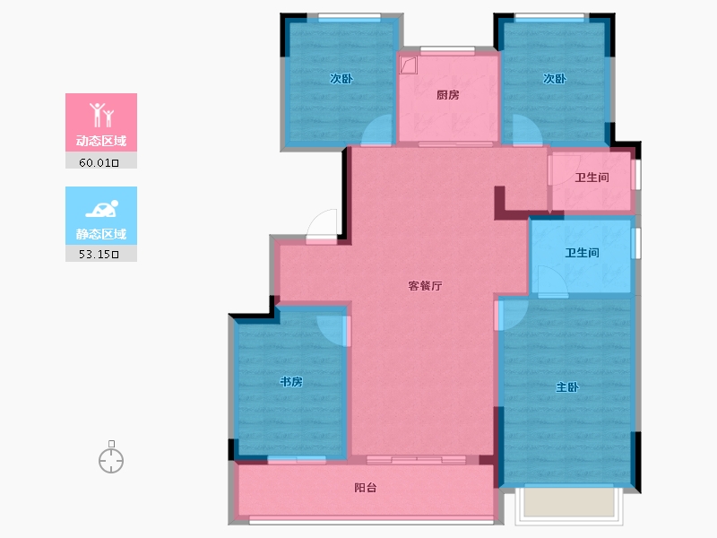 浙江省-杭州市-桃境满元里-101.60-户型库-动静分区