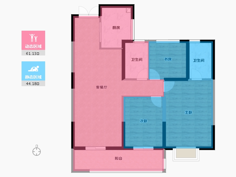 江苏省-淮安市-碧桂园水利水沐云顶-94.40-户型库-动静分区