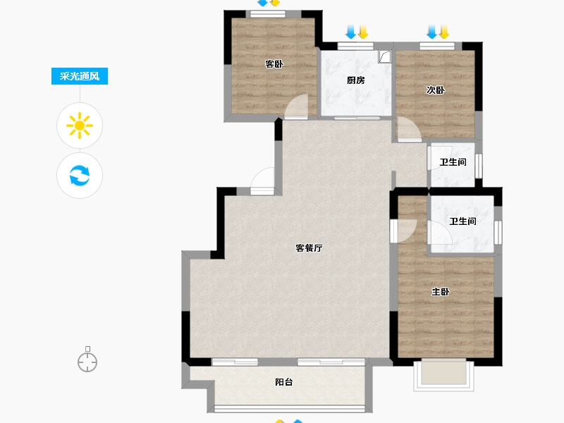 浙江省-金华市-商城大陈印象-92.00-户型库-采光通风