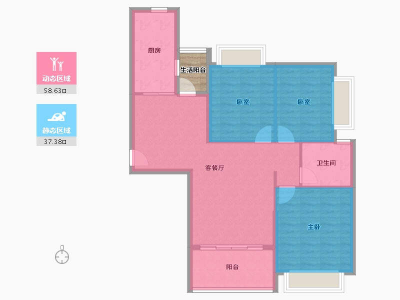 浙江省-嘉兴市-嘉兴御景湾-89.67-户型库-动静分区