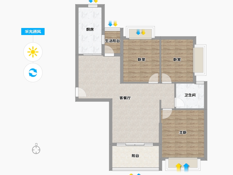 浙江省-嘉兴市-嘉兴御景湾-89.67-户型库-采光通风