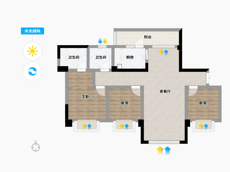 四川省-成都市-天府天玺-85.46-户型库-采光通风