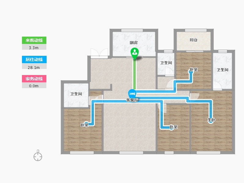 陕西省-西安市-新希望锦天玺-136.00-户型库-动静线