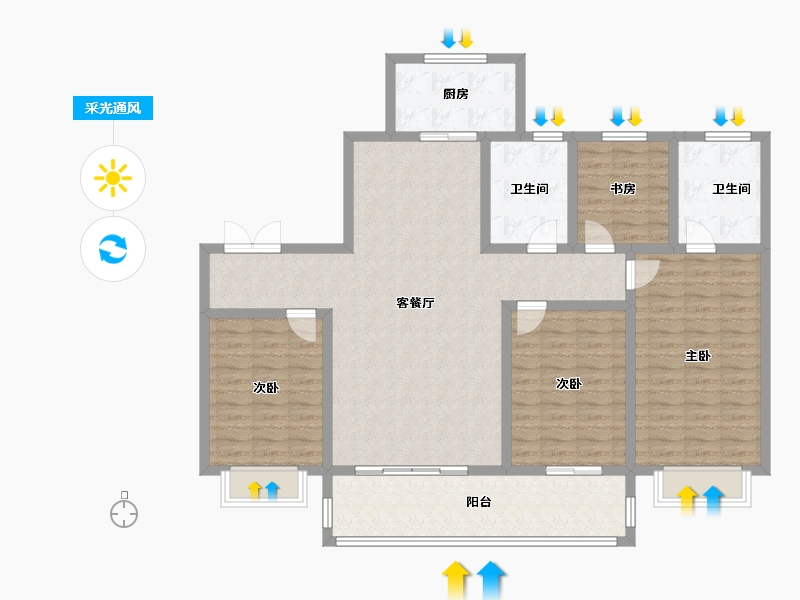 山西省-吕梁市-现代双语学府-145.00-户型库-采光通风