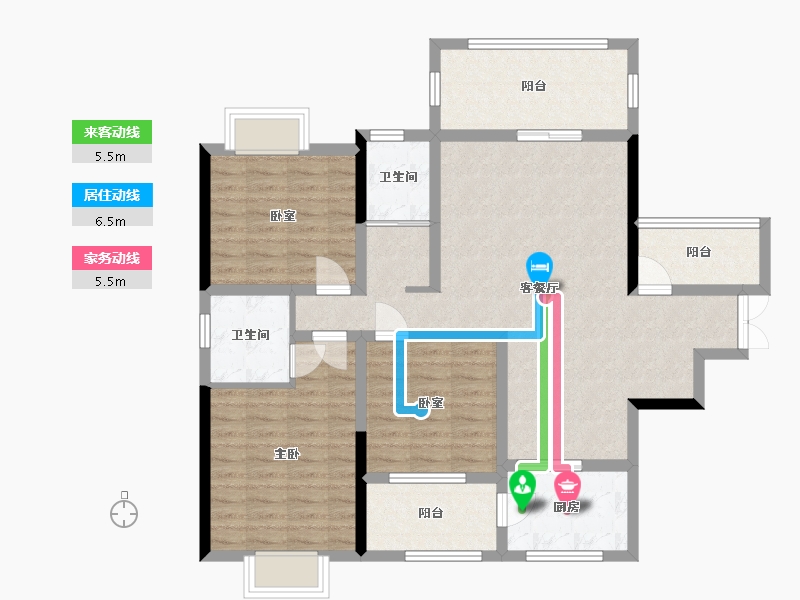 湖南省-长沙市-滨河世家-132.41-户型库-动静线