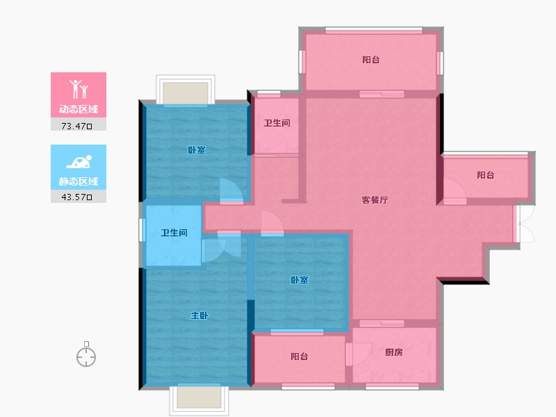 湖南省-长沙市-滨河世家-132.41-户型库-动静分区