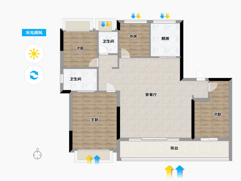 江苏省-苏州市-中建御璟峯-114.40-户型库-采光通风