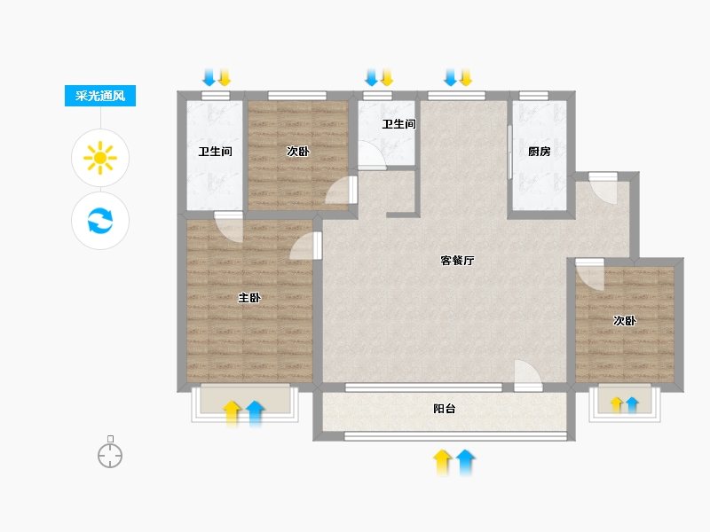 河北省-邢台市-遇建当代上品-99.43-户型库-采光通风