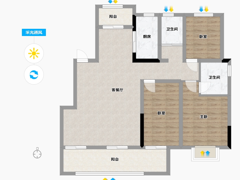 安徽省-滁州市-绿洲江山印-106.11-户型库-采光通风