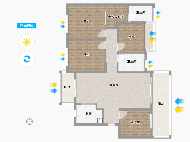 广东省-汕头市-龙光阳光水岸雅居-98.00-户型库-采光通风