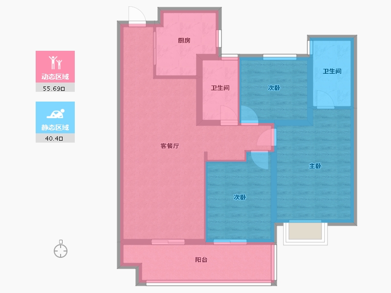 江西省-上饶市-湖城春晓-85.60-户型库-动静分区