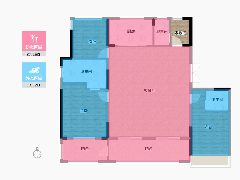 河南省-郑州市-鸿园-130.00-户型库-动静分区