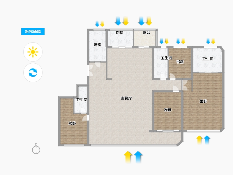 浙江省-温州市-时代滨江瑧品-216.00-户型库-采光通风