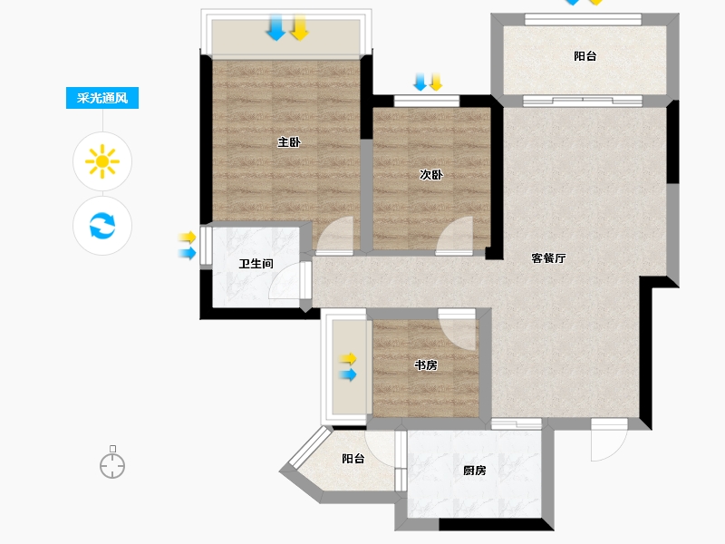 重庆-重庆市-七星花园-67.20-户型库-采光通风