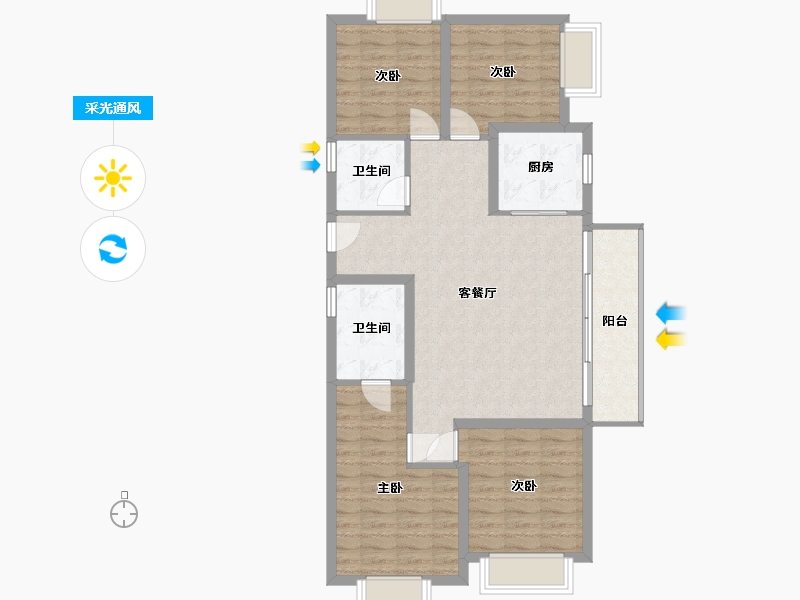 湖北省-武汉市-香港置地光明地产印湖云著-94.63-户型库-采光通风