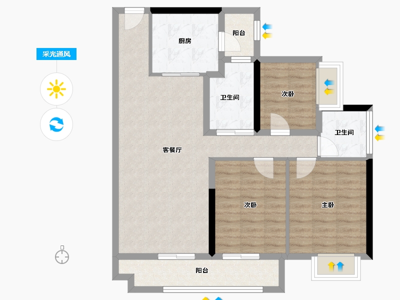 广东省-中山市-锦绣海湾城-86.13-户型库-采光通风