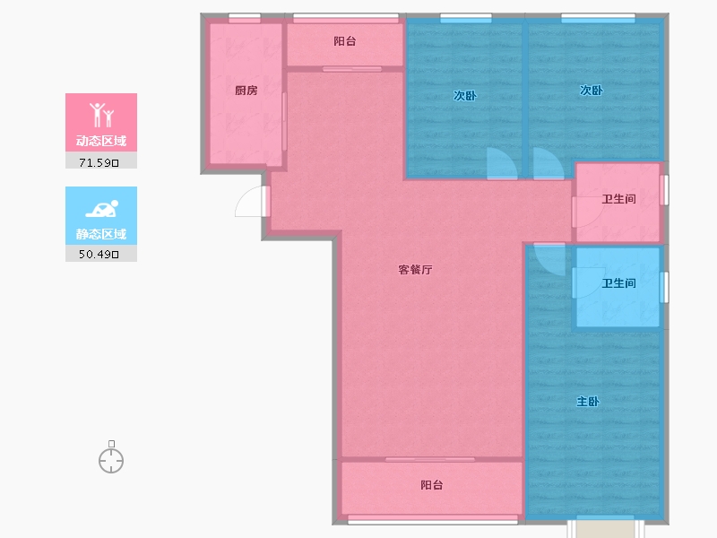 陕西省-西安市-山水家园小区-120.97-户型库-动静分区