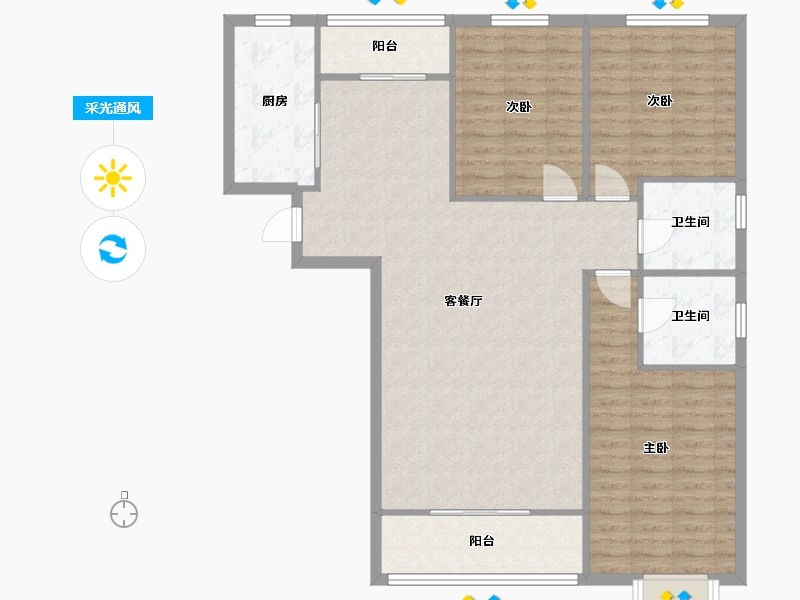 陕西省-西安市-山水家园小区-120.97-户型库-采光通风