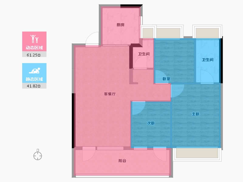 江苏省-南京市-朗诗·玲珑新亭-93.60-户型库-动静分区