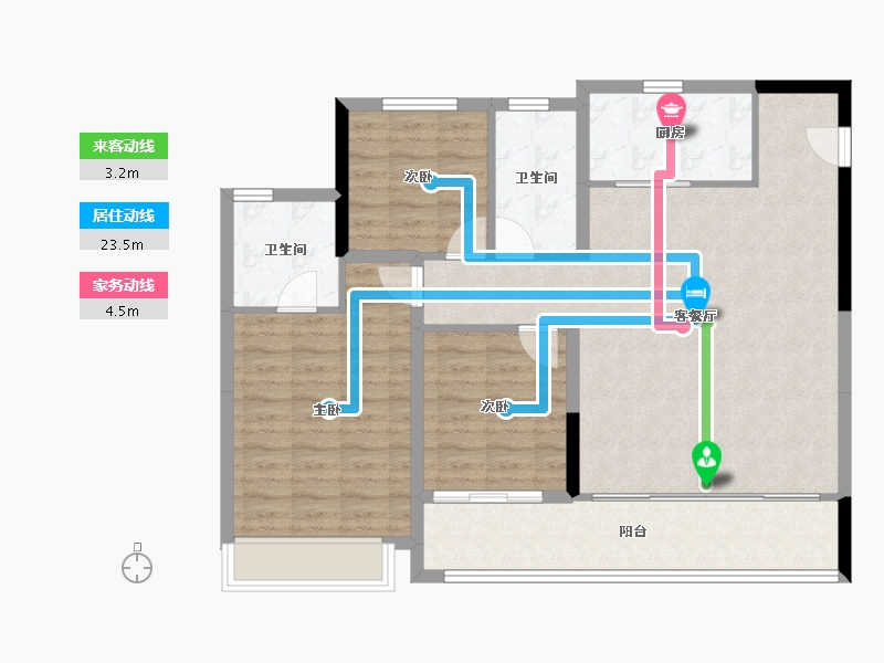 浙江省-嘉兴市-绿城·锦玉园-100.13-户型库-动静线