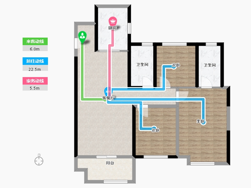 陕西省-西安市-白桦林悦湖-108.00-户型库-动静线