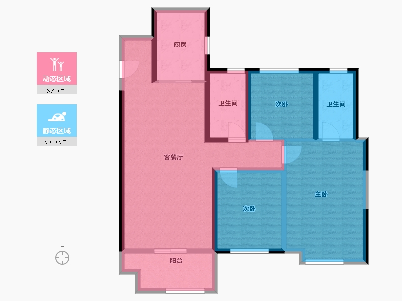 陕西省-西安市-白桦林悦湖-108.00-户型库-动静分区