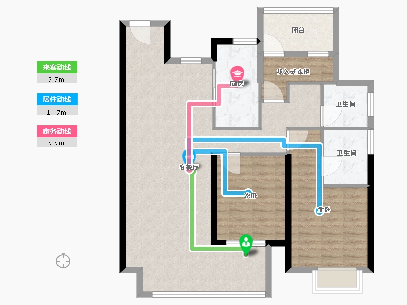 河南省-郑州市-龙湖熙上-96.00-户型库-动静线